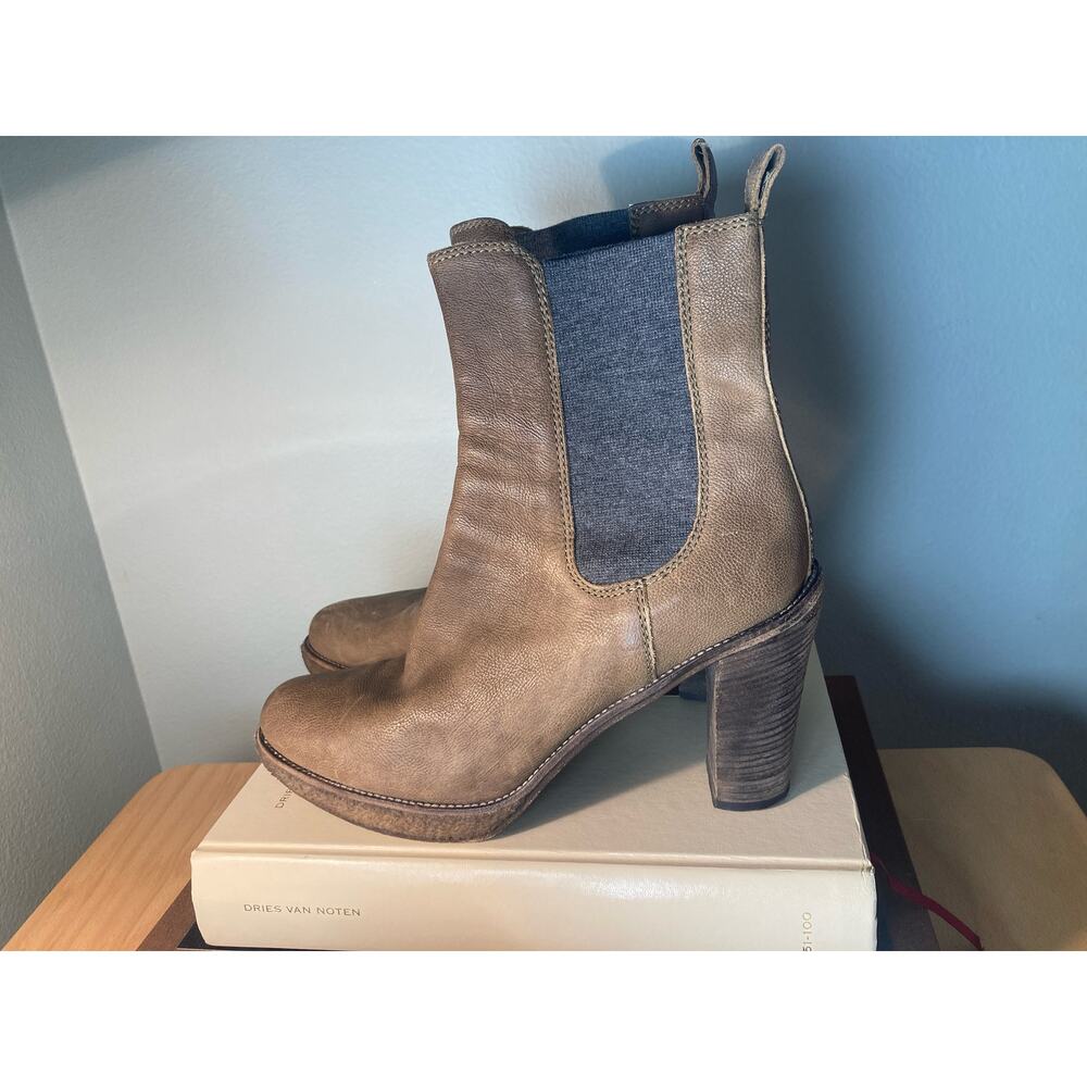 Brunello Cucinelli Tan Leather Boots & Cashmere Quiet Luxury Sz 40 IT + Dust Bag
